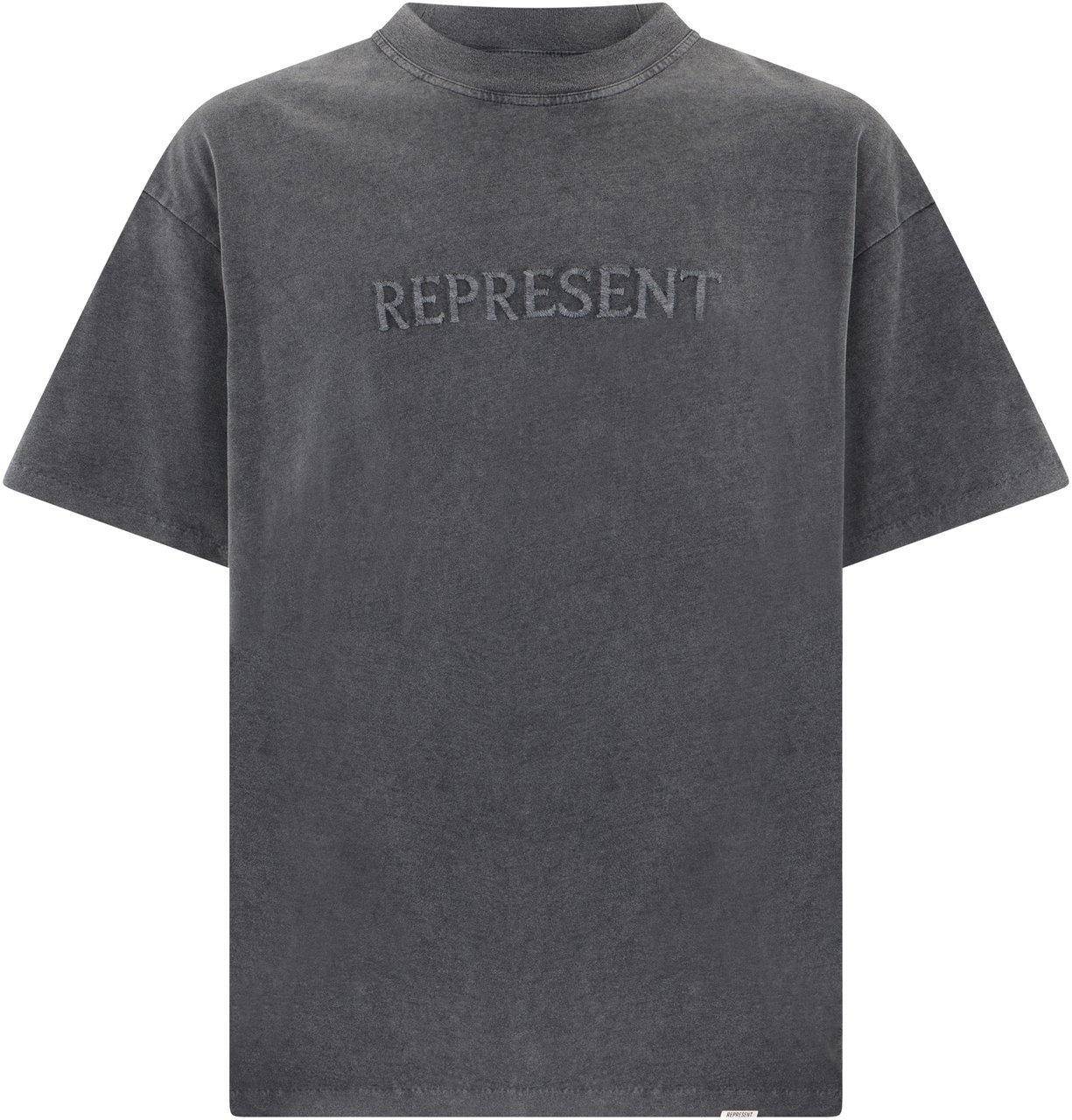Represent T-Shirt with Embroidered Logo Grijs