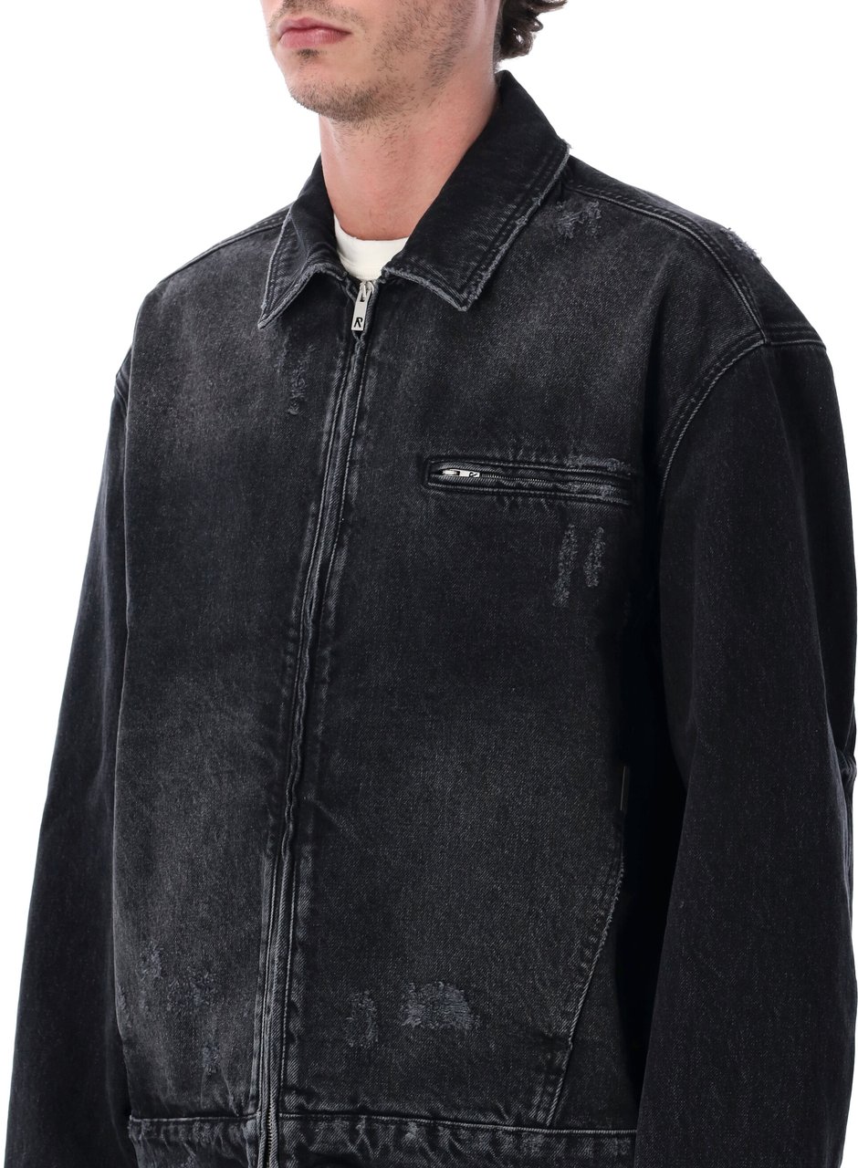 Represent Collared Denim Jacket Aged Black Donkergrijs