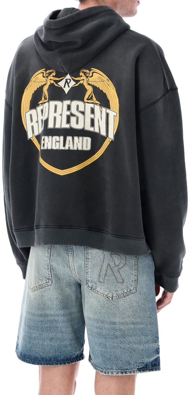 Represent Angel Border Hoodie Stained Black Donkergrijs