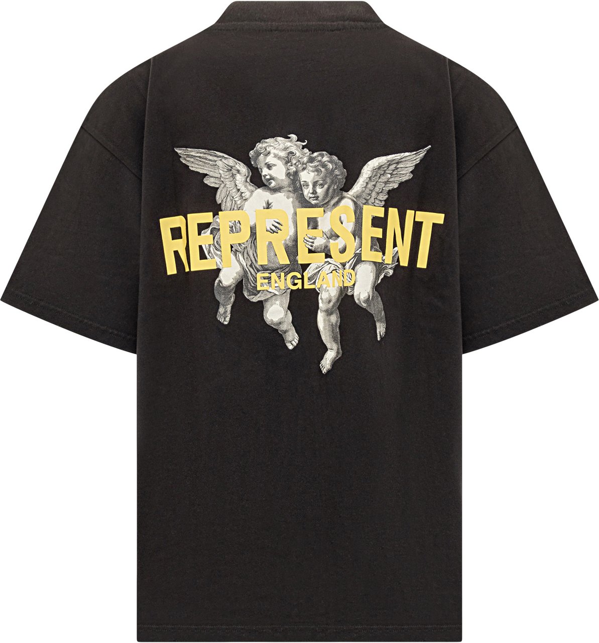 Represent Represent T-Shirt Nera con Logo Cherubini Zwart