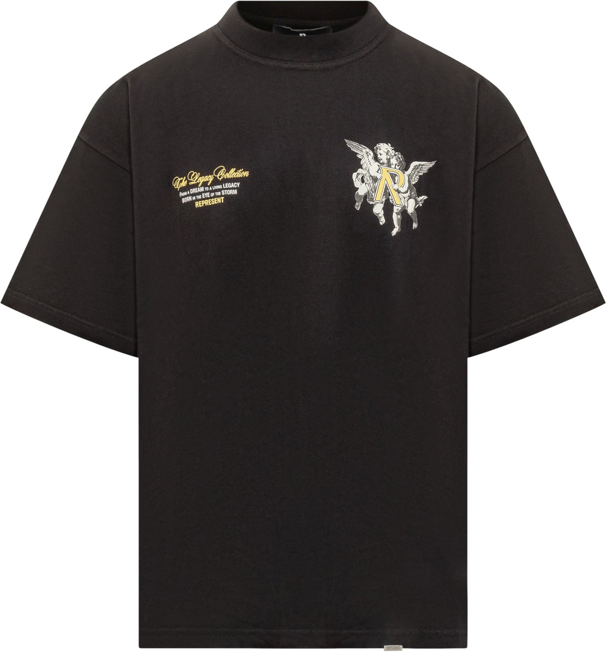 Represent Represent T-Shirt Nera con Logo Cherubini Zwart