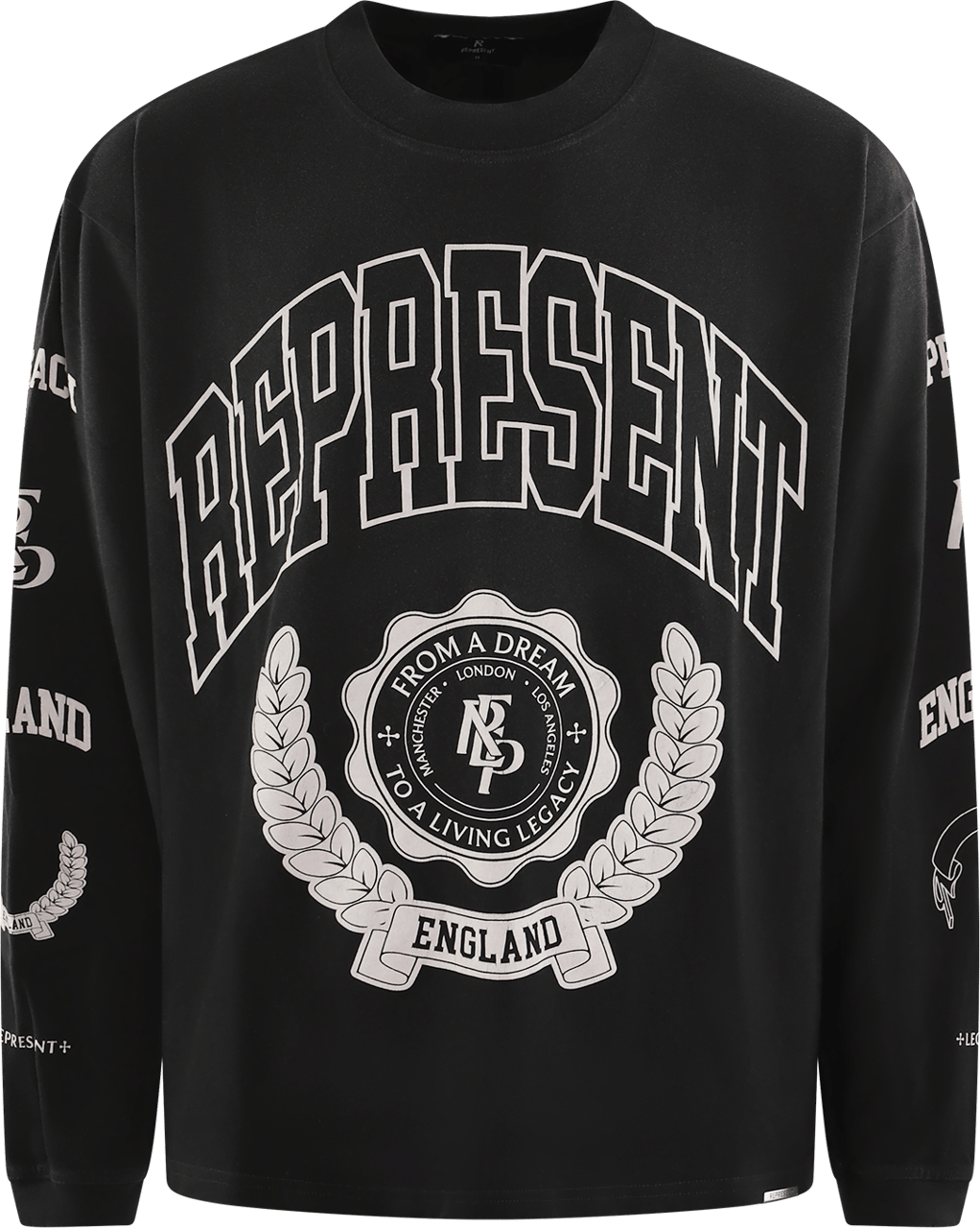 Represent Heren Legacy Crest Long Sleeve T-Shi Zwart