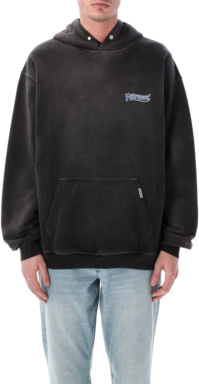 Represent Showcasing Hoodie Stained Black Donkergrijs