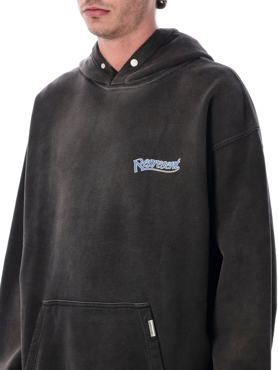 Represent Showcasing Hoodie Stained Black Donkergrijs
