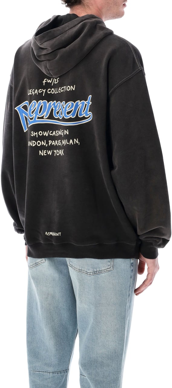 Represent Showcasing Hoodie Stained Black Donkergrijs