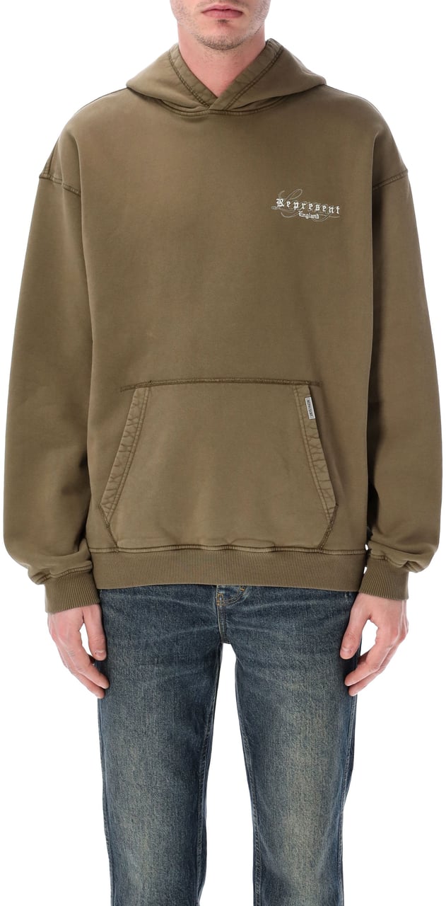 Represent Legacy Overprint Hoodie Aged Khaki Groen