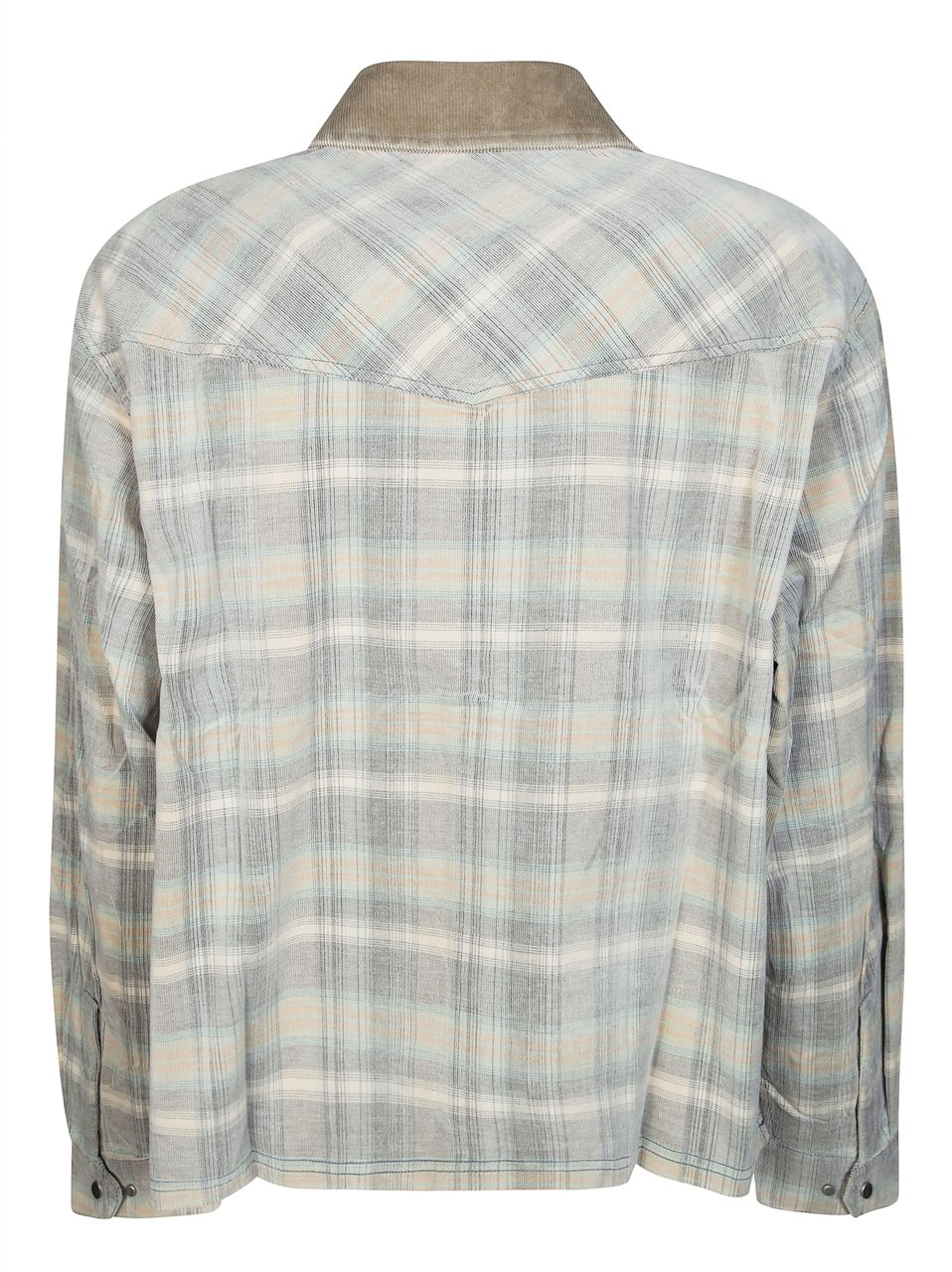 Represent Neutral Plaid Zip Up Shirt Grijs
