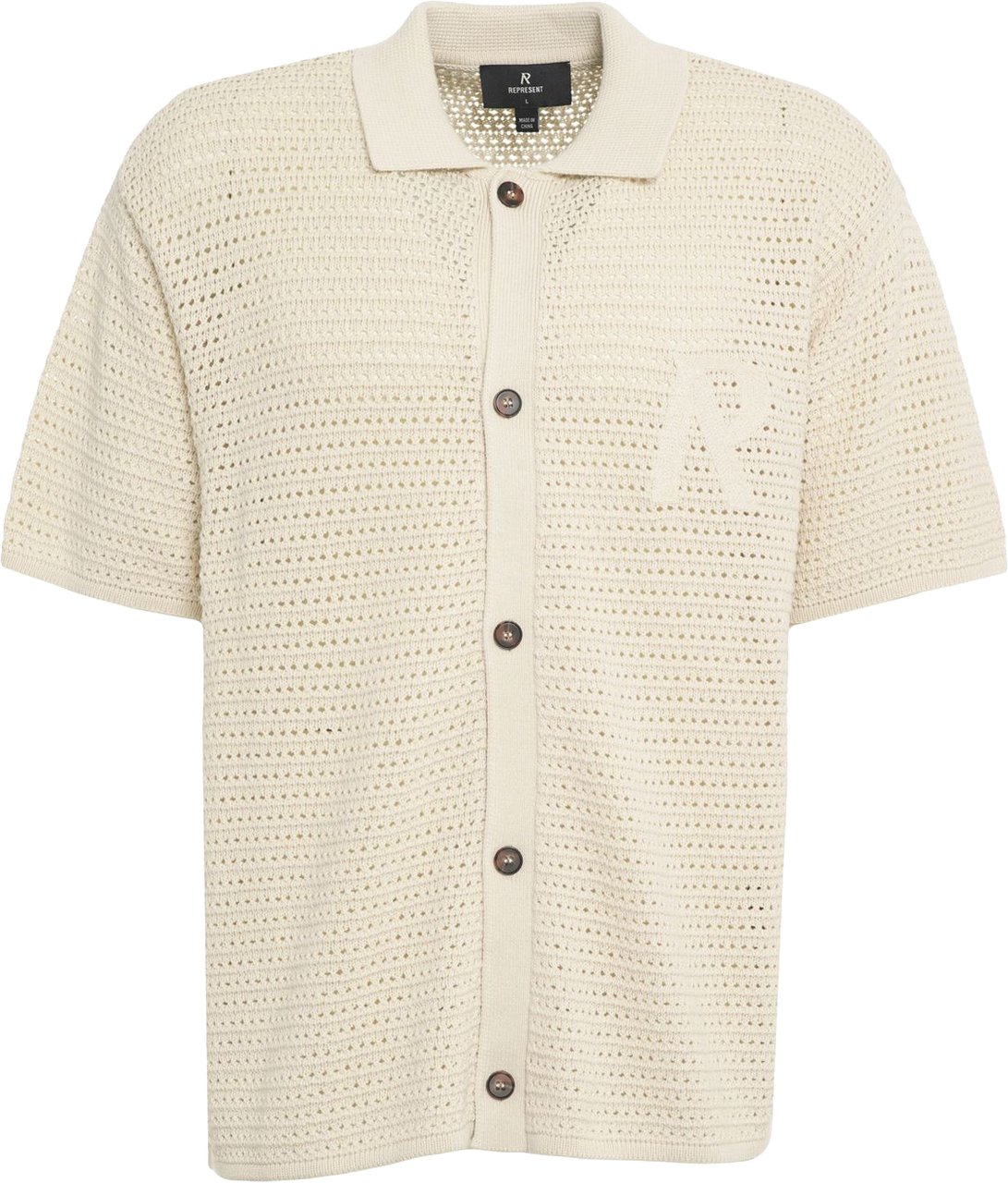 Represent Openwork knit shirt with logo detail Beige