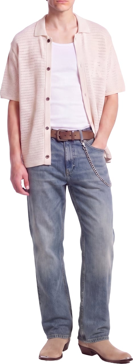 Represent Openwork knit shirt with logo detail Beige