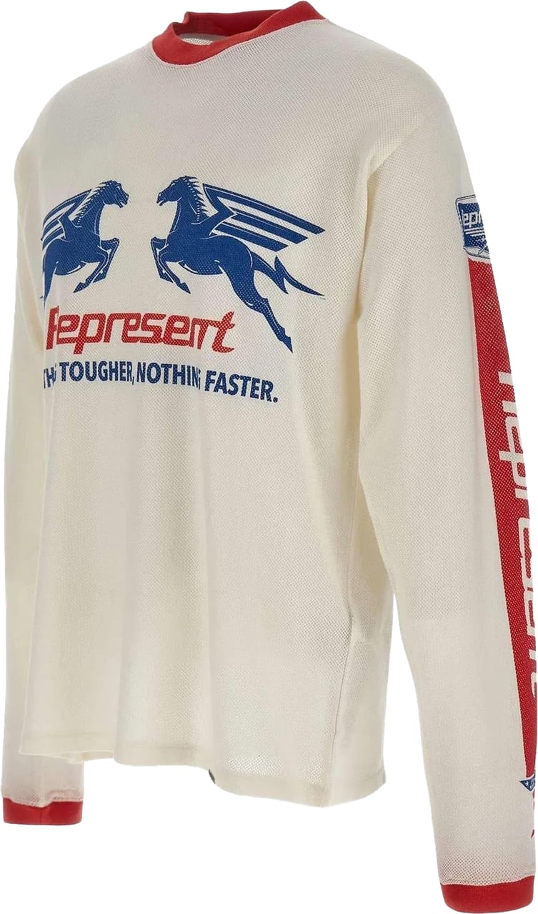 Represent Heren Mesh Pegasus Long Sleeve T-Shi Wit