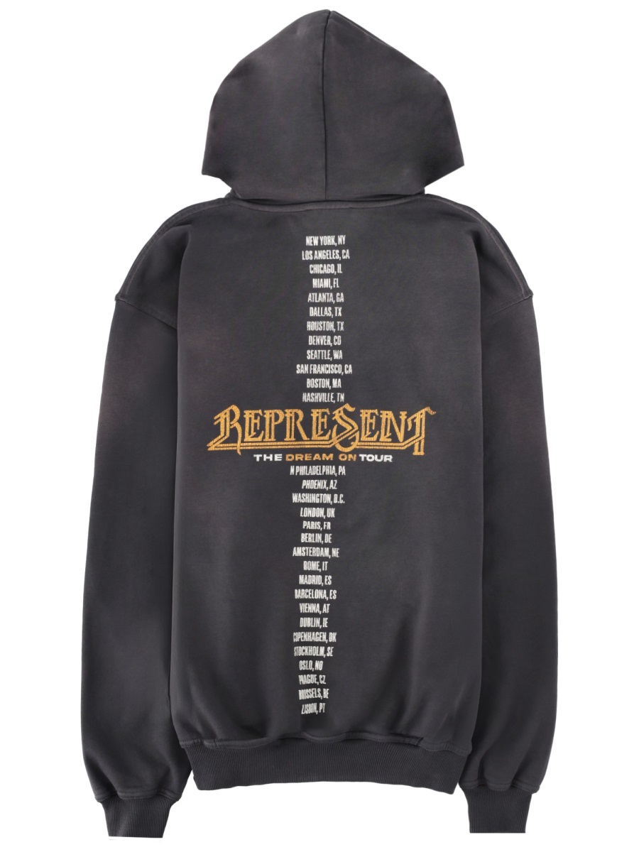 Represent Golden Tour Faded Black Hooded Sweatshirt Zwart