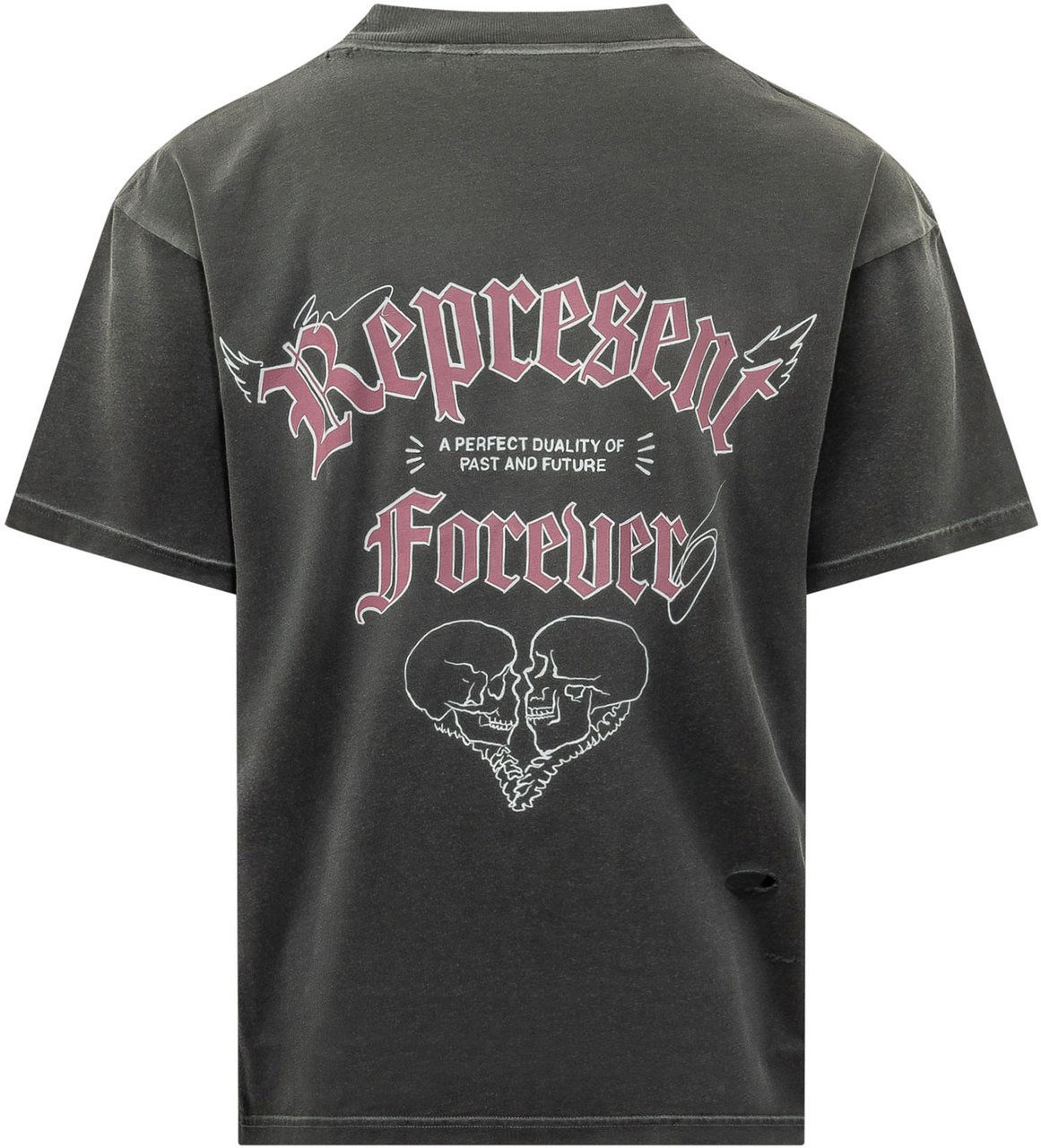 Represent T-shirt Duality con Stampa sul Petto Donkergrijs