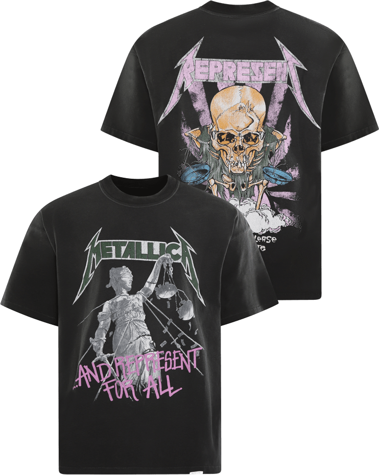Represent Heren MetallicaJustice T-Shirt Zwart Zwart