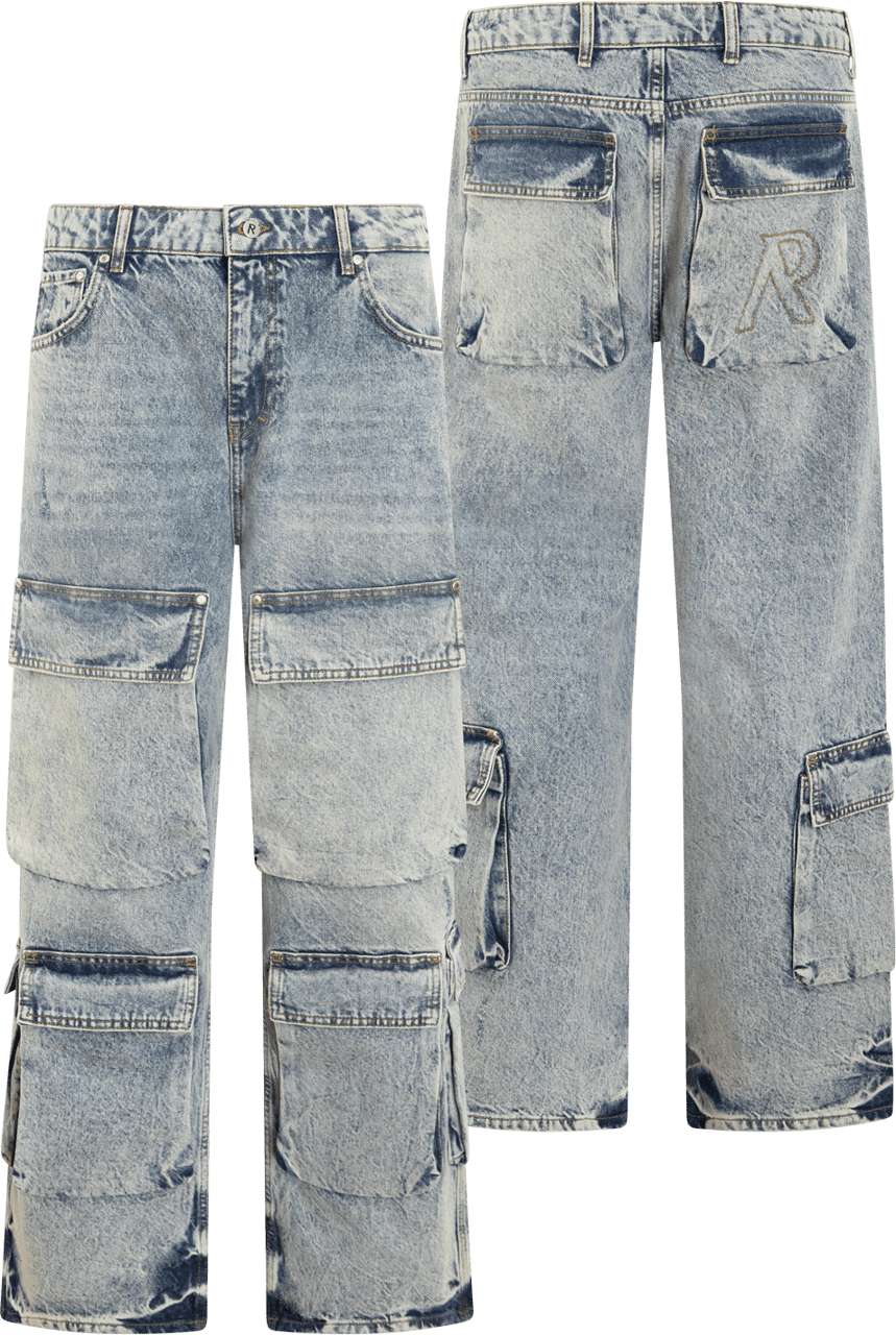 Represent Heren R3Ca Cargo Denim Blauw