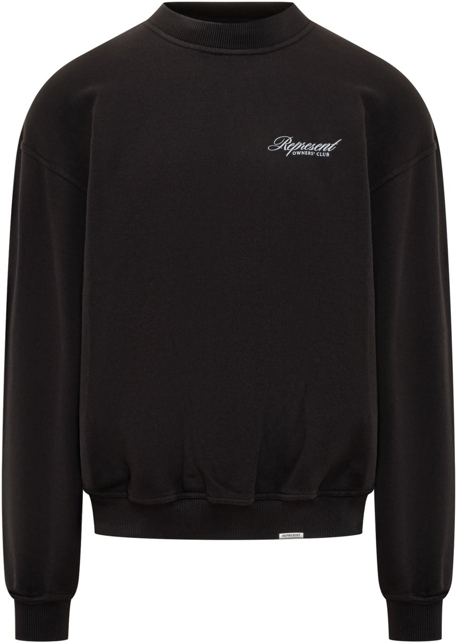 Represent Represent Felpa Nera con Logo Ricamato Zwart
