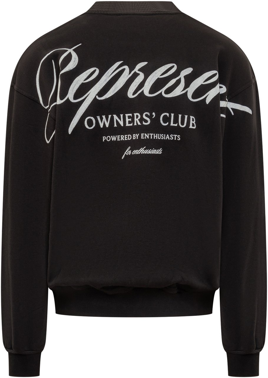 Represent Represent Felpa Nera con Logo Ricamato Zwart