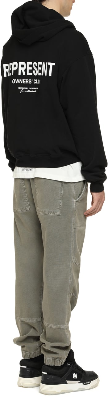 Represent Full zip cotton hoodie Zwart