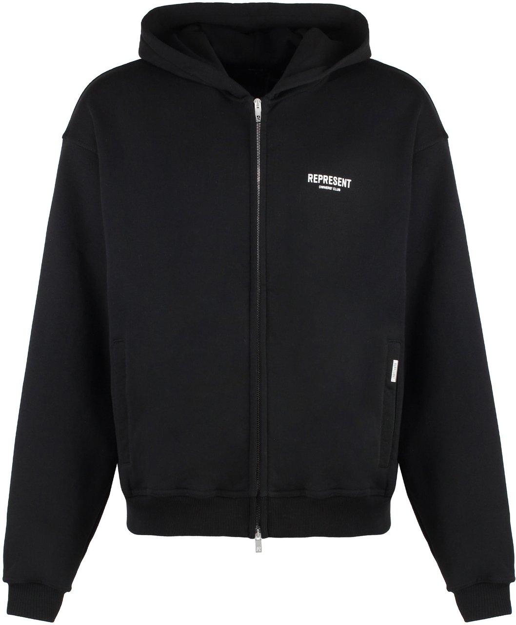Represent Full zip cotton hoodie Zwart
