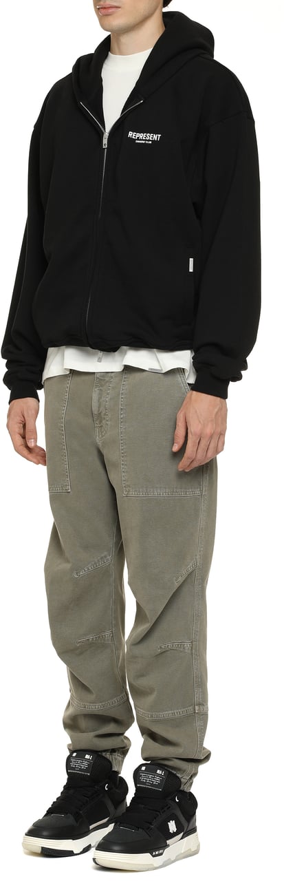 Represent Full zip cotton hoodie Zwart