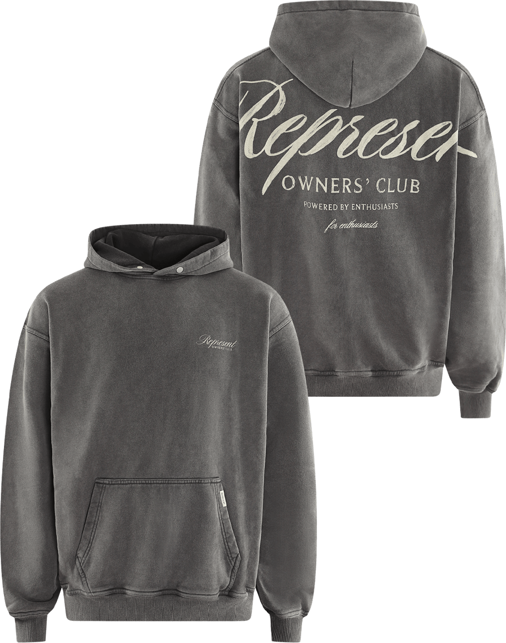 Represent Heren Owners Script Hoodie Blauw Grijs