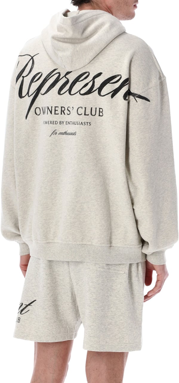 Represent Owners Club Script Hoodie Cream Marl Lichtgrijs