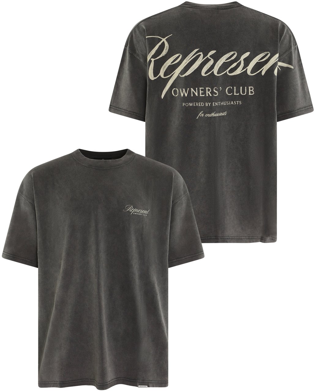 Represent Heren Owners Script T-Shirt Blauw Grijs