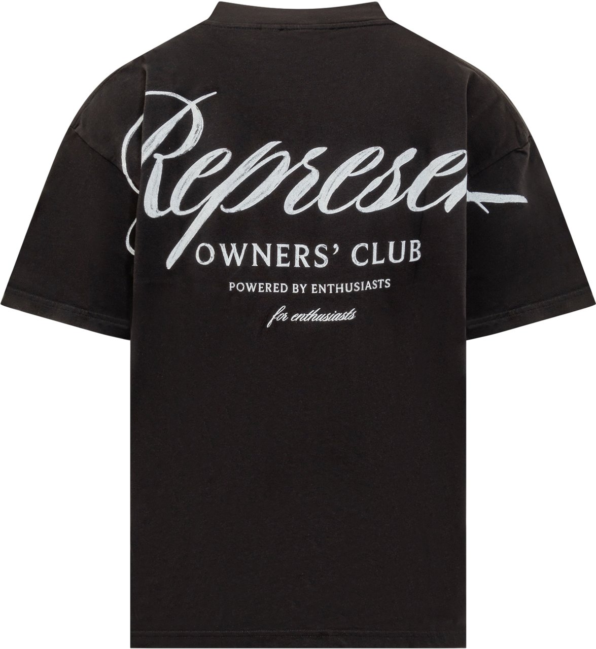Represent Represent T-Shirt Nera con Logo Ricamato Zwart