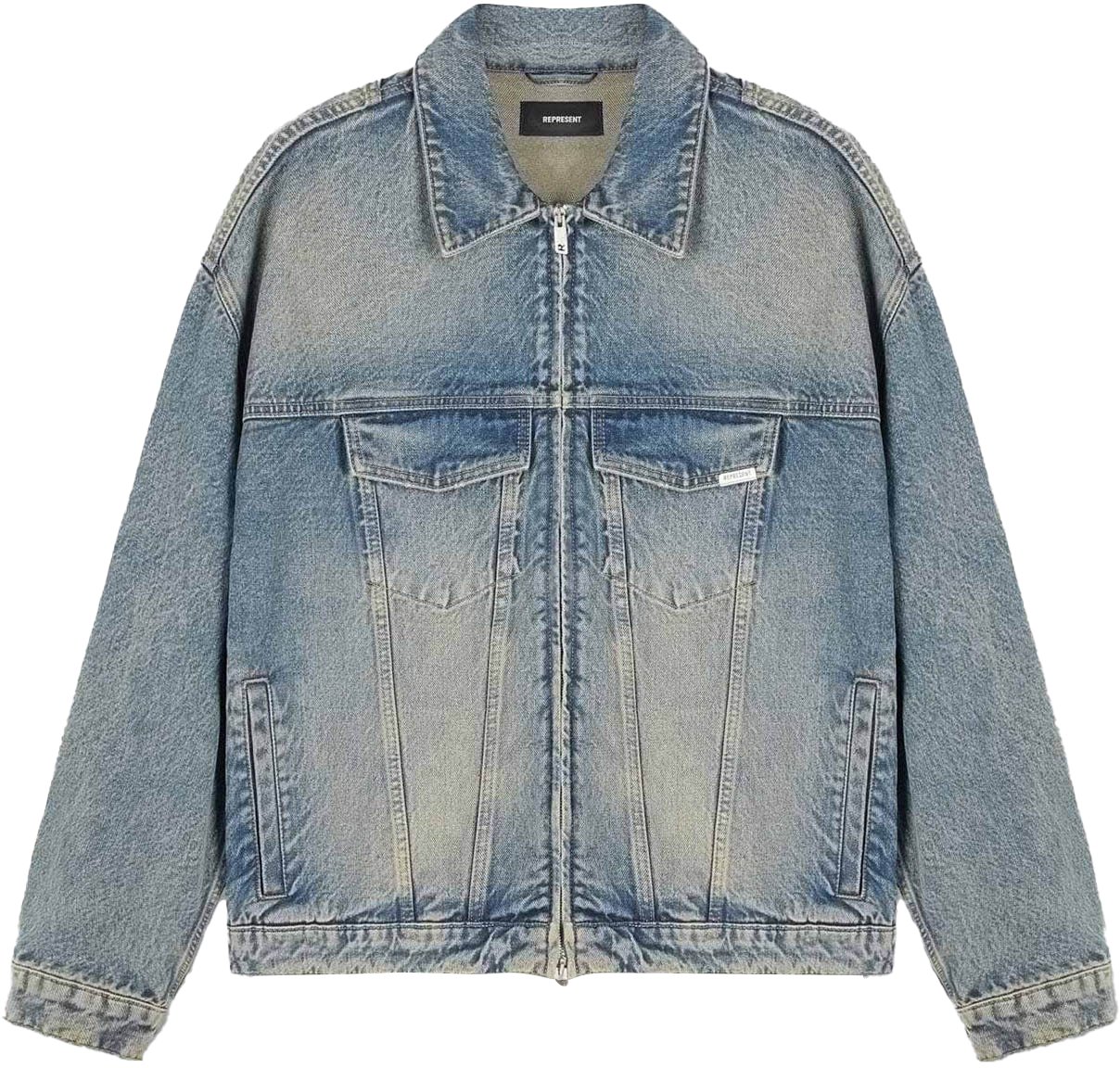 Represent R4 DENIM JACKET LIGHT BLUE Blauw