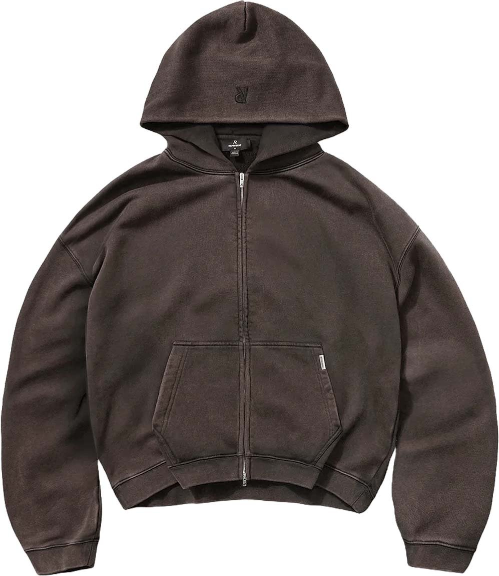 Represent INITIAL BOXY OVERSIZED ZIP THROUGH HOODIE Bruin
