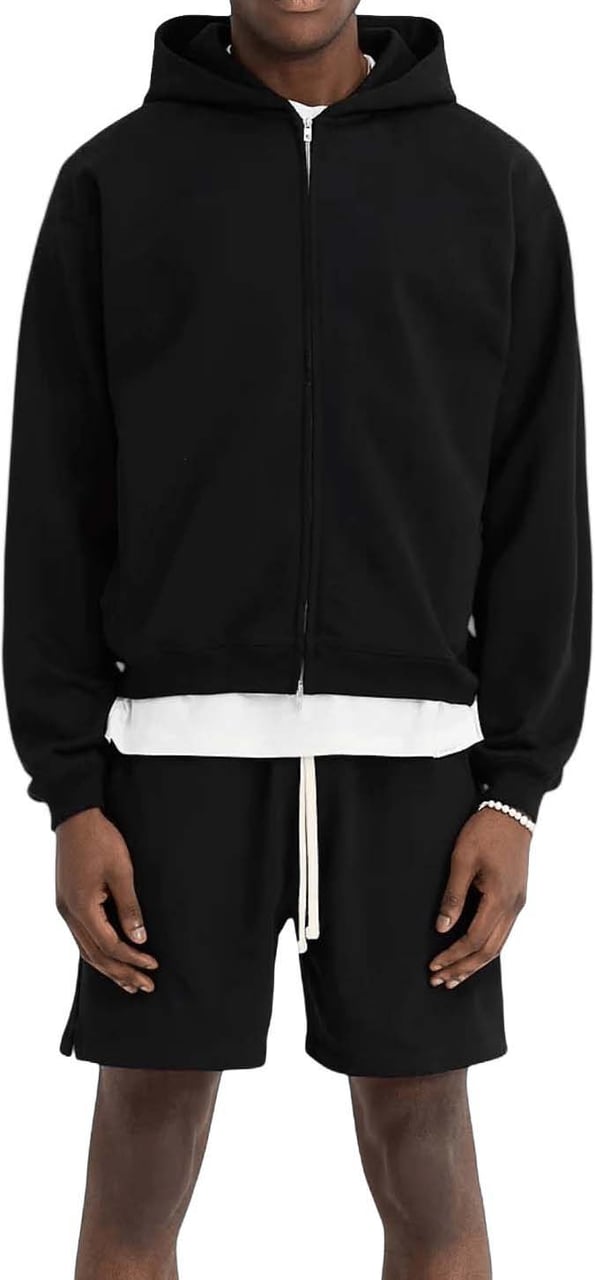 Represent INITIAL BOXY OVERSIZED ZIP THROUGH HOODIE Zwart