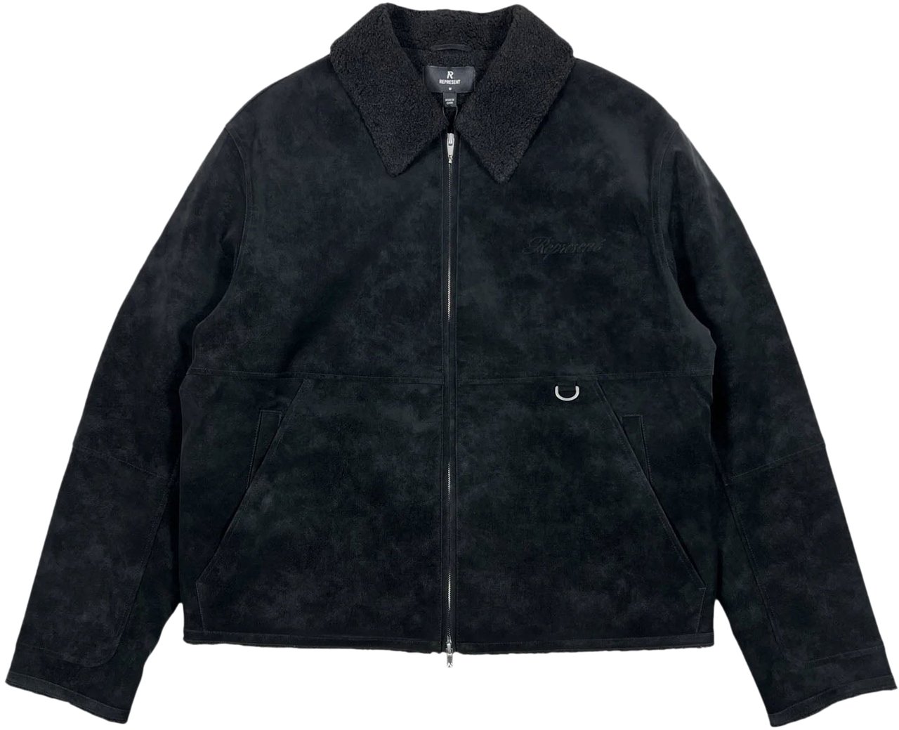 Represent SHEARLING TRUCKER JACKET BLACK Zwart