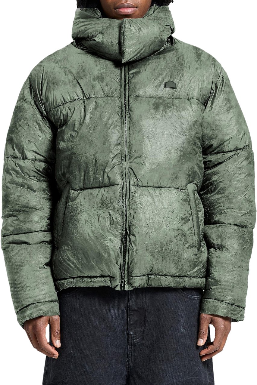 Reternity Heren Wrinkled Puffer Jacket Groen
