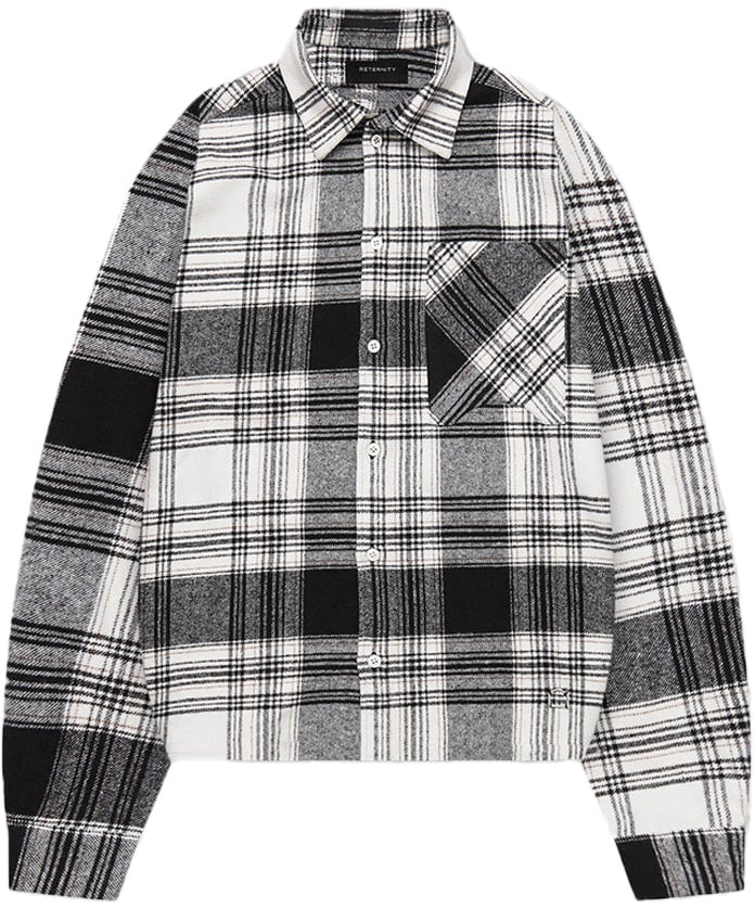 Reternity Camicia Flannel Creative Dept Logo Bianca/Nera Zwart