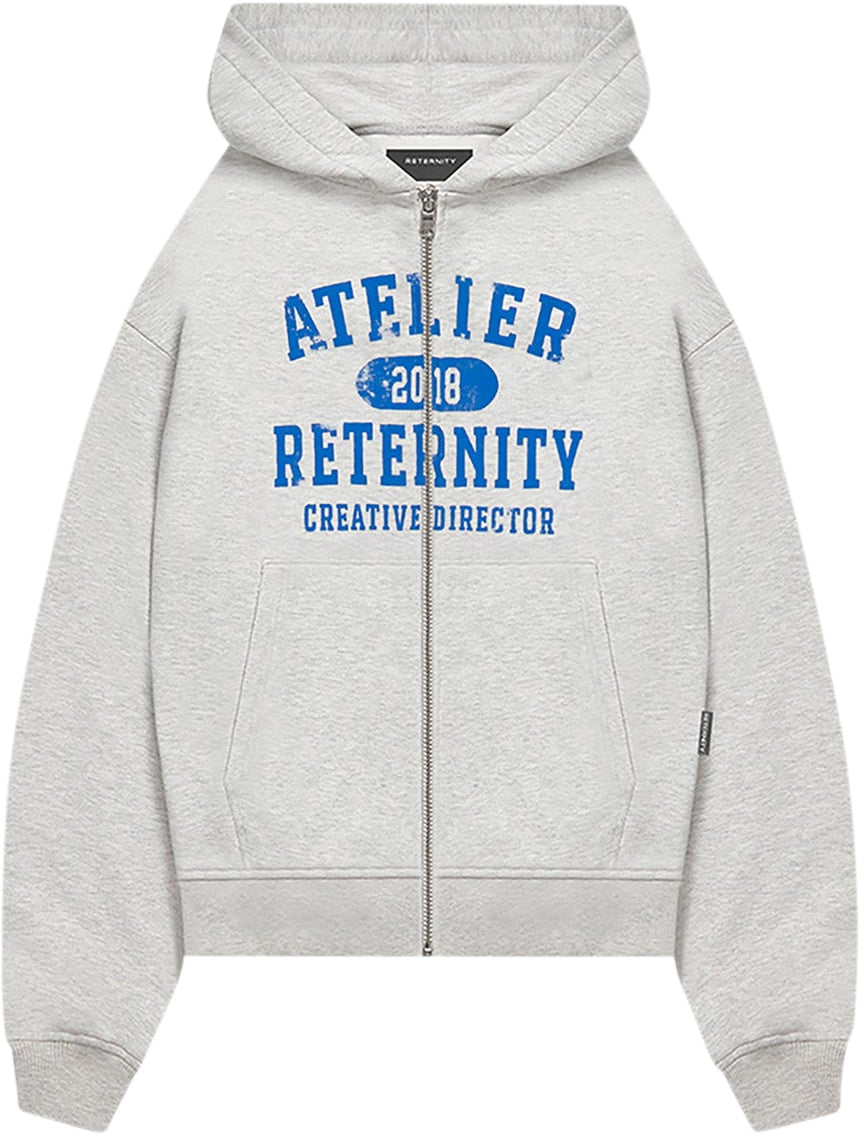 Reternity Felpa Con Cappuccio Zip Atelier Emblem Melange Grigia Grijs