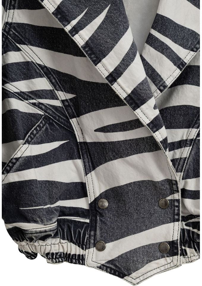 Retrofête Retrofête Black And White Cotton Blazer Zwart