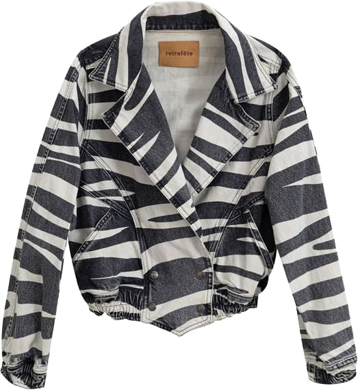 Retrofête Retrofête Black And White Cotton Blazer Zwart