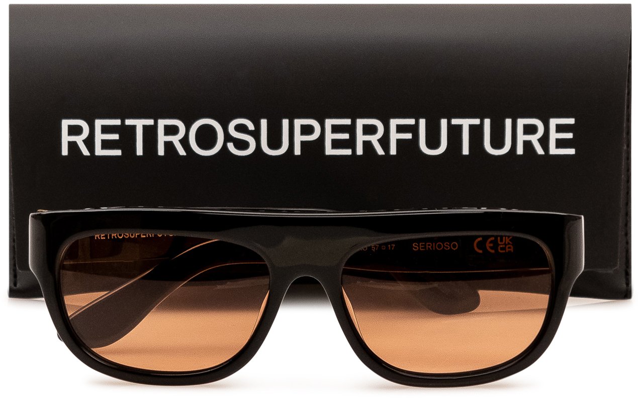 RETROSUPERFUTURE Occhiali da Sole Serioso Refined con Montatura Rettangolare Zwart