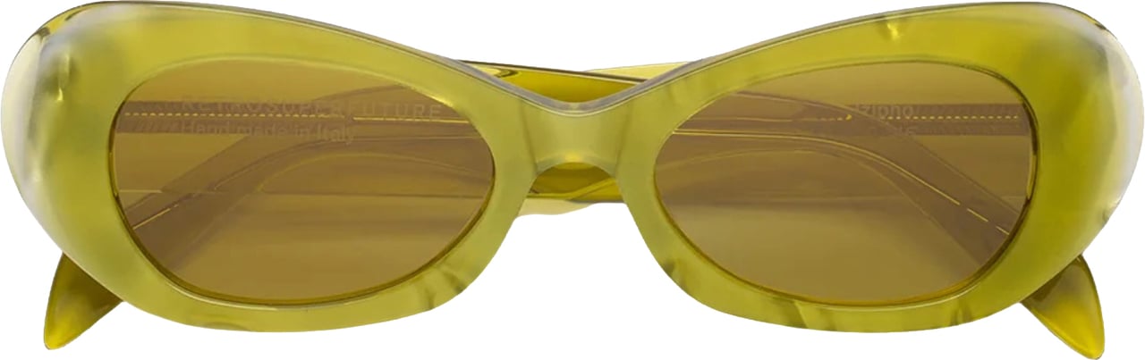 RETROSUPERFUTURE Acid Yellow Crystal Oval Sunglasses Bruin