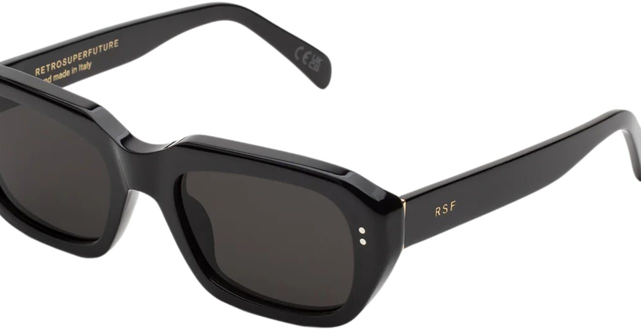 RETROSUPERFUTURE Miles Black Rectangular Eyewear Zwart