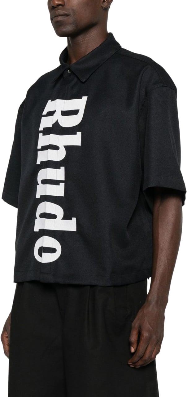Rhude Cropped Black Shirt Zwart