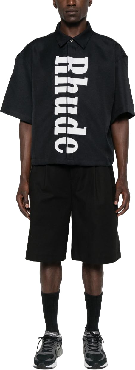 Rhude Cropped Black Shirt Zwart
