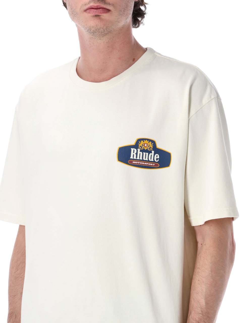 Rhude Racing Crest Tee Vintage White Wit