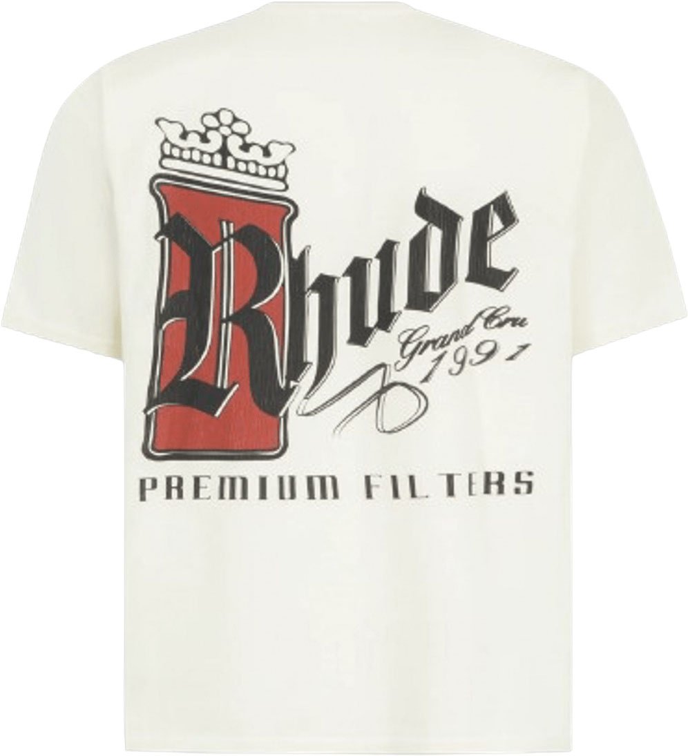 RHUDE FUMAR 91 T-SHIRT VINTAGE WIT / ZWART / ROOD Wit