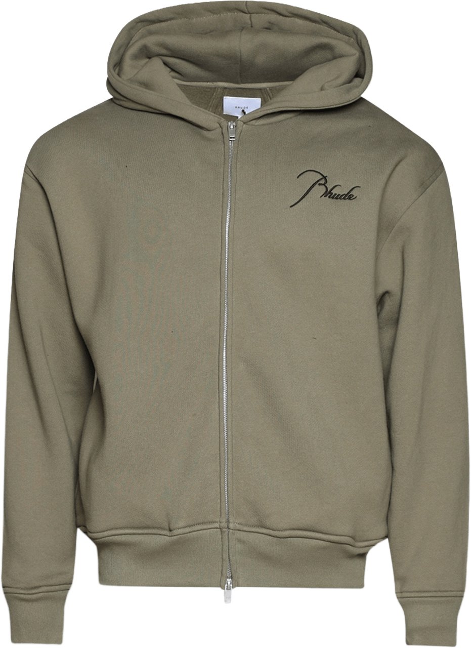 Rhude Klassieke hoodie met rits, mosgroen/zwart Lime