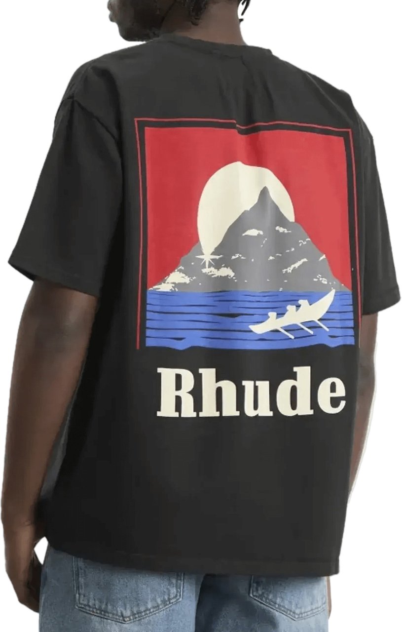 Rhude MOONLIGHT REGATTA T-SHIRT VINTAGE ZWART/ROOD/BLAUW Zwart