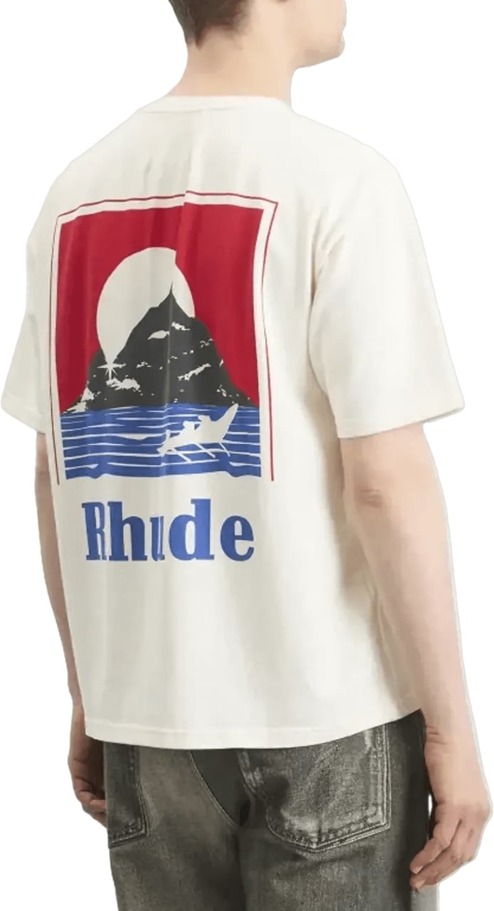 Rhude MOONLIGHT REGATTA T-SHIRT VINTAGE WIT/ROOD/BLAUW Wit