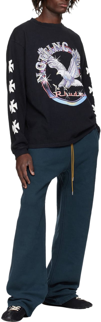 Rhude NOTTING HILL EAGLE PRINT LONG SLEEVE T-SHIRT Zwart