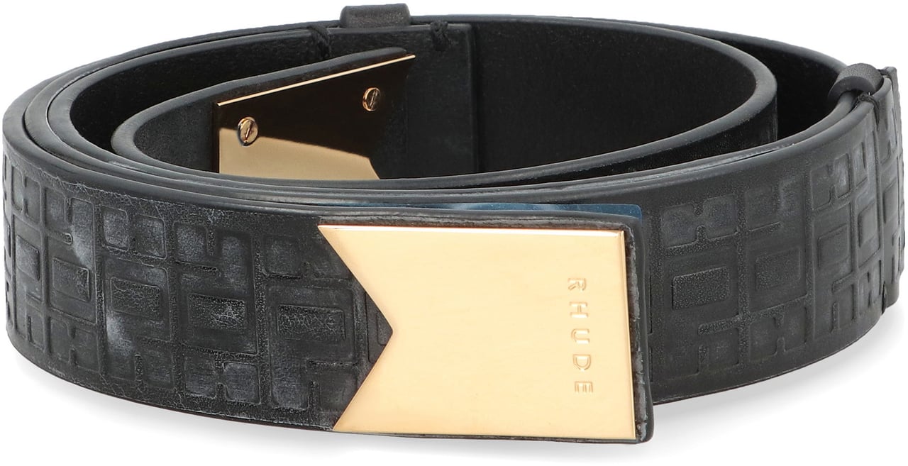 Rhude Roadrunner leather belt Zwart