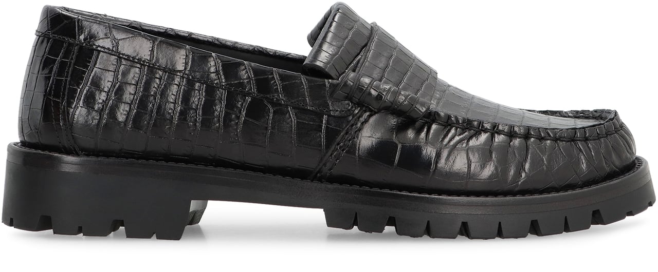 Rhude Printed leather loafers Zwart