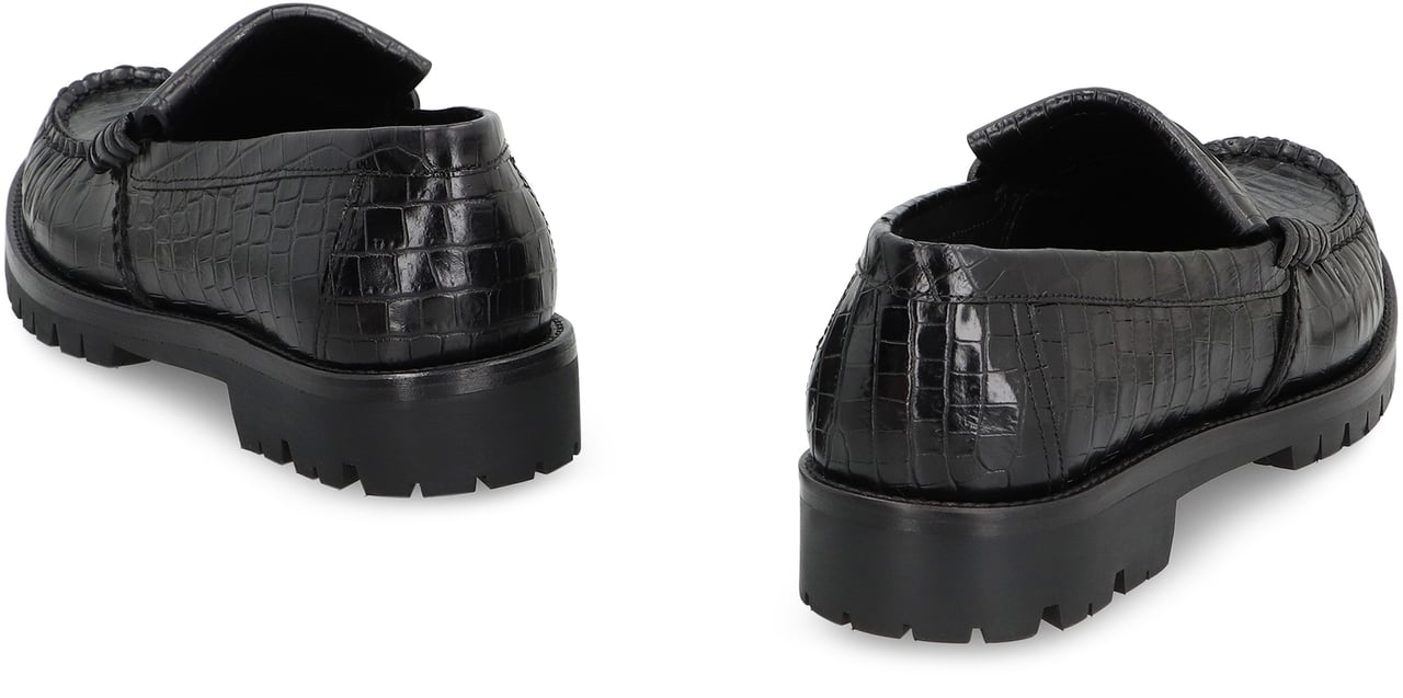 Rhude Printed leather loafers Zwart